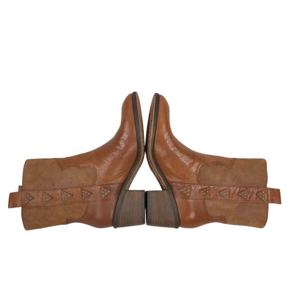 Donald J Pliner Western Studded Ankle Boots Reverse Calf Leather Cowgirl - Picture 6 of 12